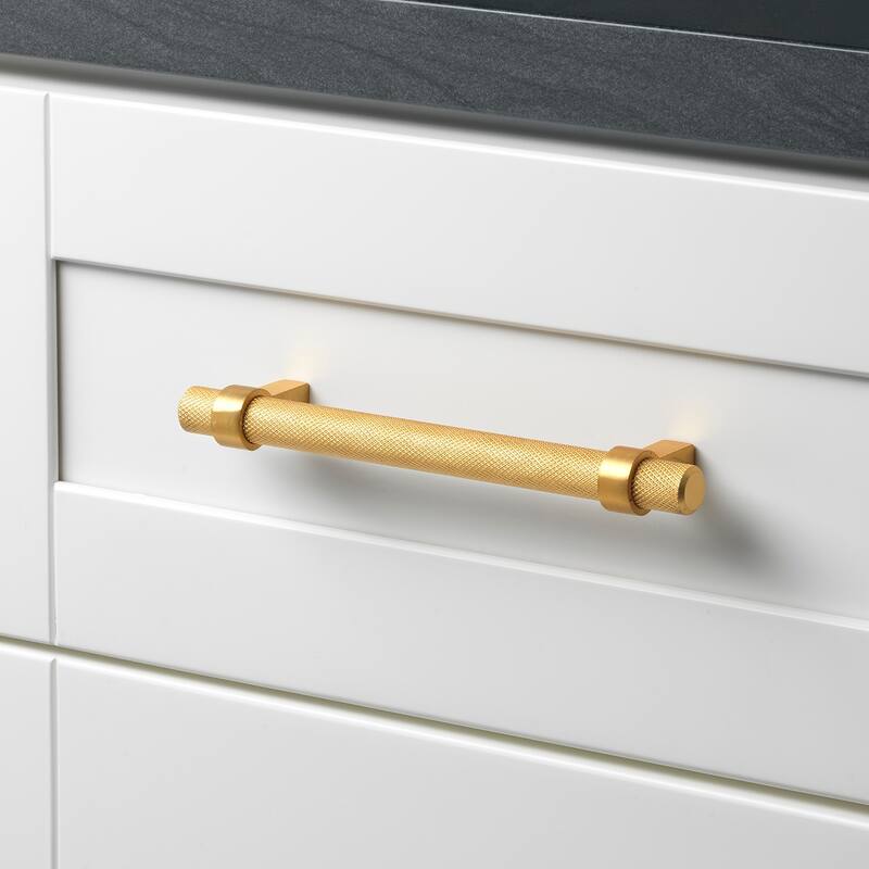 5 in Screw Center Knurled Euro Solid Steel Bar Pull (Pack of 25) - Brass Gold