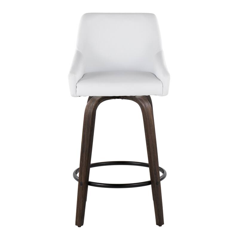 The Gray Barn Hadley 26" Fixed-Height Upholstered Counter Stool with Bent Wood Legs & Round Footrest (Set of 2)