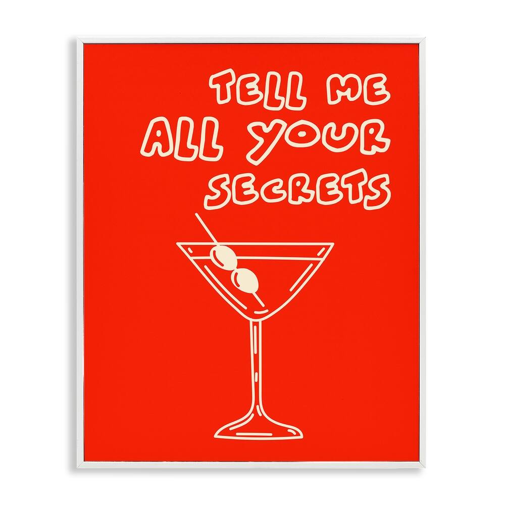 Stupell Tell Me Your Secrets Cocktail Framed Giclee Art Design By House of Lulu