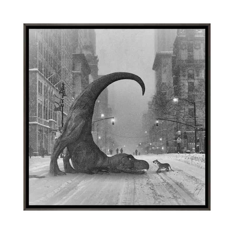 iCanvas "Wanna Play" by Kathrin Federer Framed - 12x12 - Charcoal