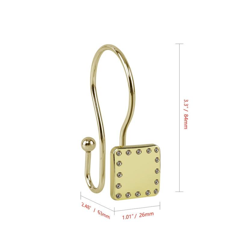 Utopia Alley Shower Hooks, Double Shower Curtain Hooks for Bathroom, Crystal Design, Set of 12