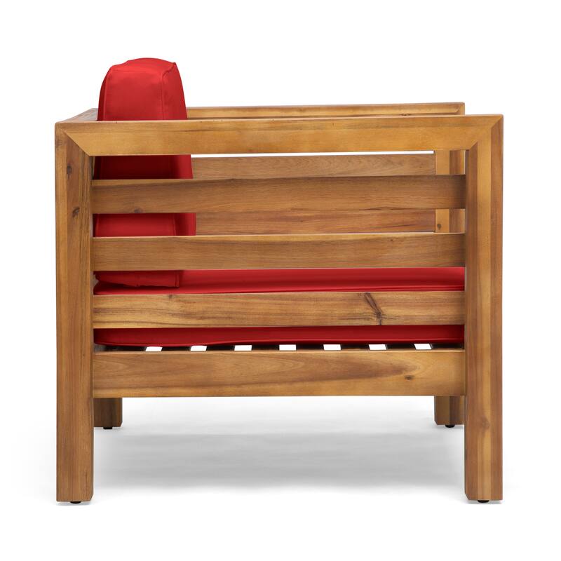 Oana Outdoor 4 Seater Acacia Wood Club Chair and Coffee Table Set by Christopher Knight Home