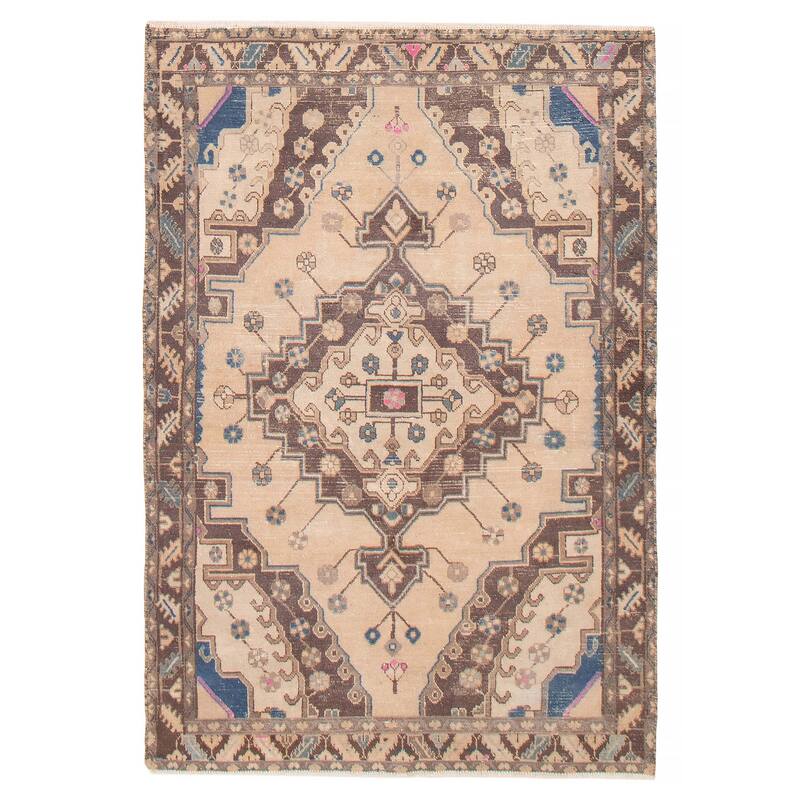 ECARPETGALLERY Hand-knotted Antalya Vintage Beige Wool Rug - 4'3 x 6'2 - Beige - 4'3 x 6'2