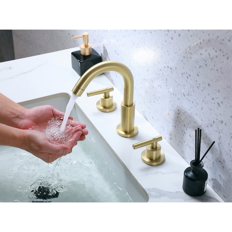 Indigo Home 8 inch Widespread Double Handle Bathroom Faucet