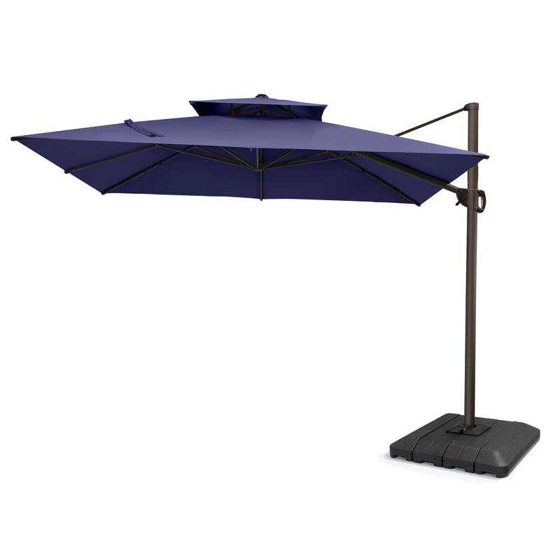 Pellebant 11X11FT Outdoor Patio Cantilever-Offset 360-Degree Rotation Umbrella with Premium Base