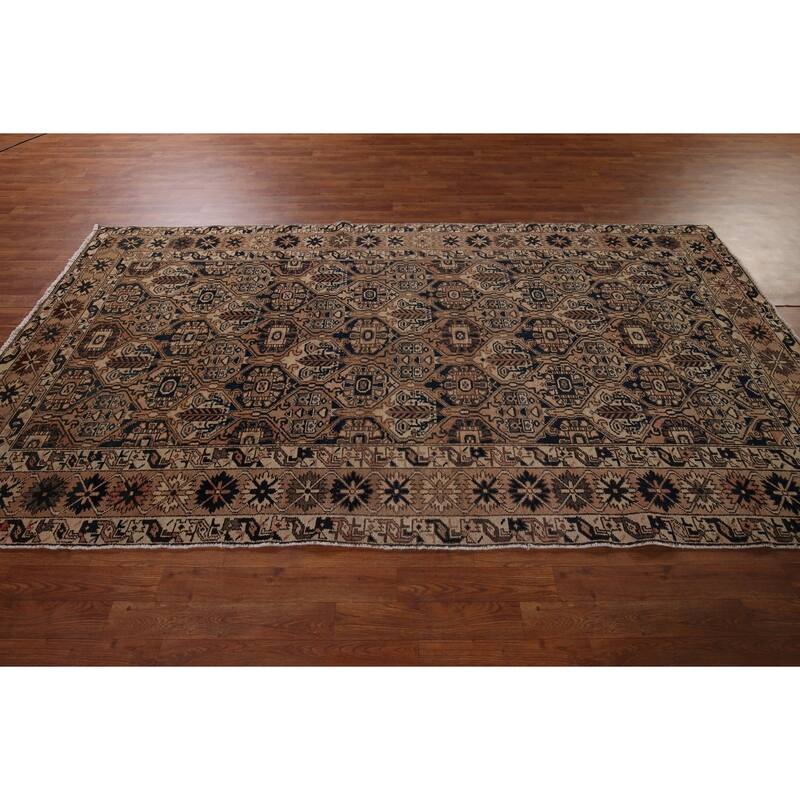 All-Over Bakhtiari Persian Vintage Area Rug Hand-Knotted Wool Carpet - 5'3" x 9'11"