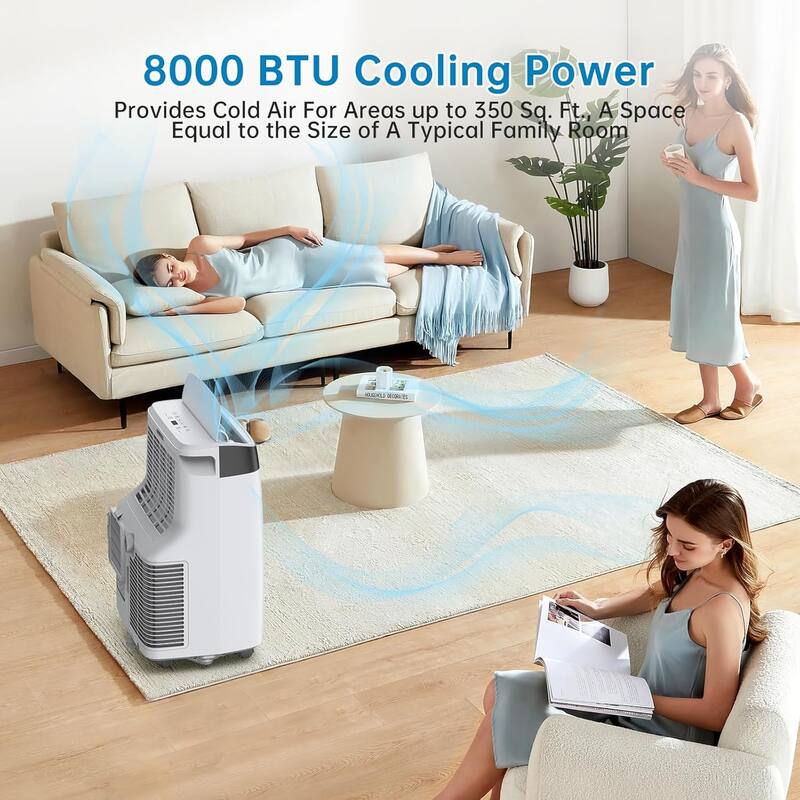 Portable Air Conditioner,10,000 BTU Cools Rooms Up to 450 Sq.Ft. 3 Modes, Remote Control, Easy Installation Kit Included