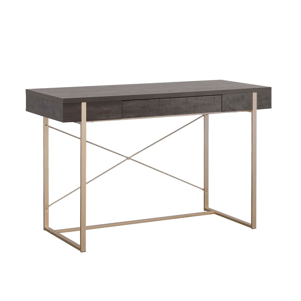 Wood Writing Desk with Elegant Design, Dark Brown