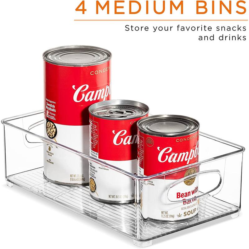Sorbus Clear Plastic Organizer Storage Bin Containers with Handles for Pantry Food & Kitchen Fridge (8-Pack)