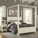 preview thumbnail 1 of 2, Naples Queen Canopy Bed and Night Stand by Homestyles White - Queen - 2 Piece