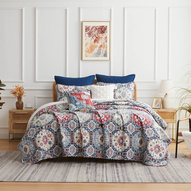 Kilim 7-Piece Oversized Quilt Bedding Set - King - Multi Color - 7 Piece