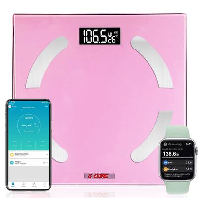 Rechargeable Smart Digital Weighing Scale Body Fat Bluetooth Pink - Medium