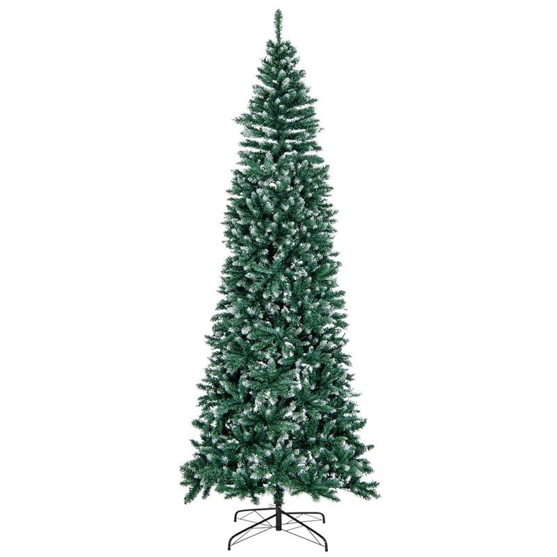 Costway 6FT/9FT Pre-Lit Christmas Tree Hinged Slim Pencil Xmas with