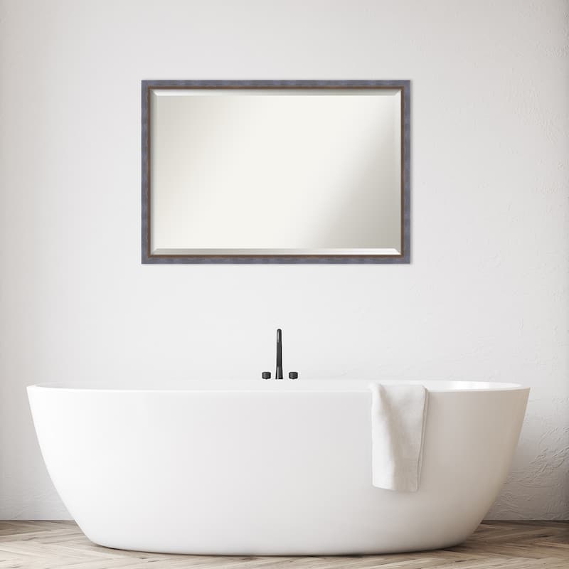 Two Tone Beveled Wood Framed Bathroom Vanity Wall Mirror