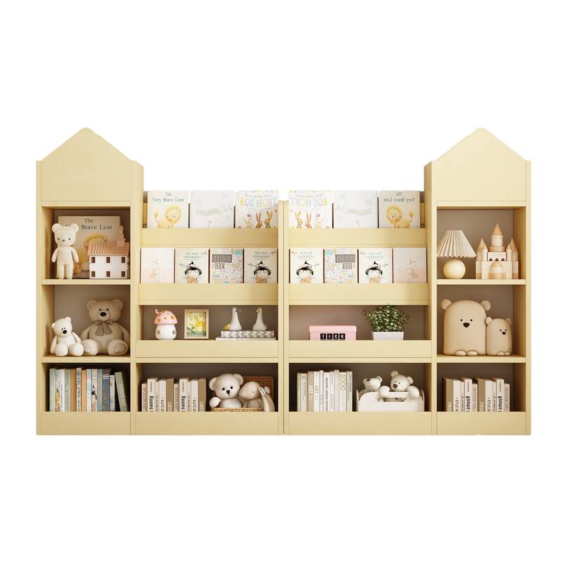 Wooden Children's Storage Organizer with Open Shelves Baskets and Cubby Space for Toys and Books - 31.50”L x 11.80”W x 39.50”H