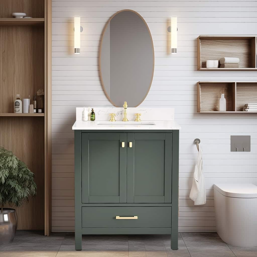 Prismora 30 in. Juniper Green Vanity with Countertop & Splash, Single Sink