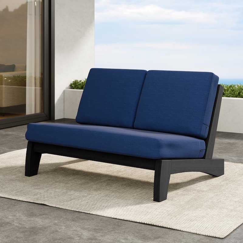 Outdoor Furniture Teak Wood Armless Loveseat Sofa With Cushion