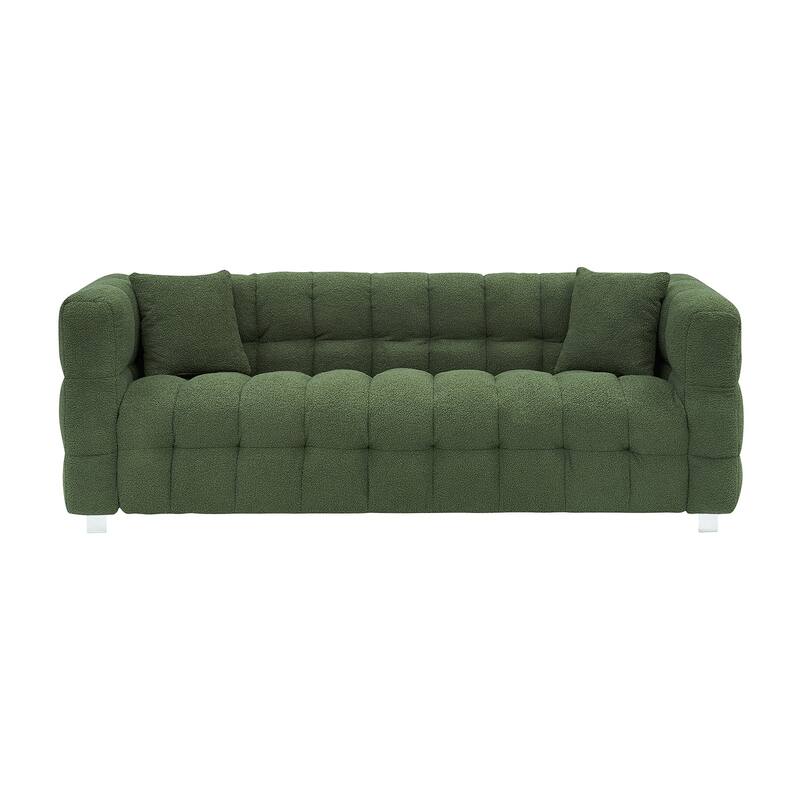 Teddy Plush Sofa 80 Inch Living Room Bedroom Discharge With Two Pillows Hardware Feet