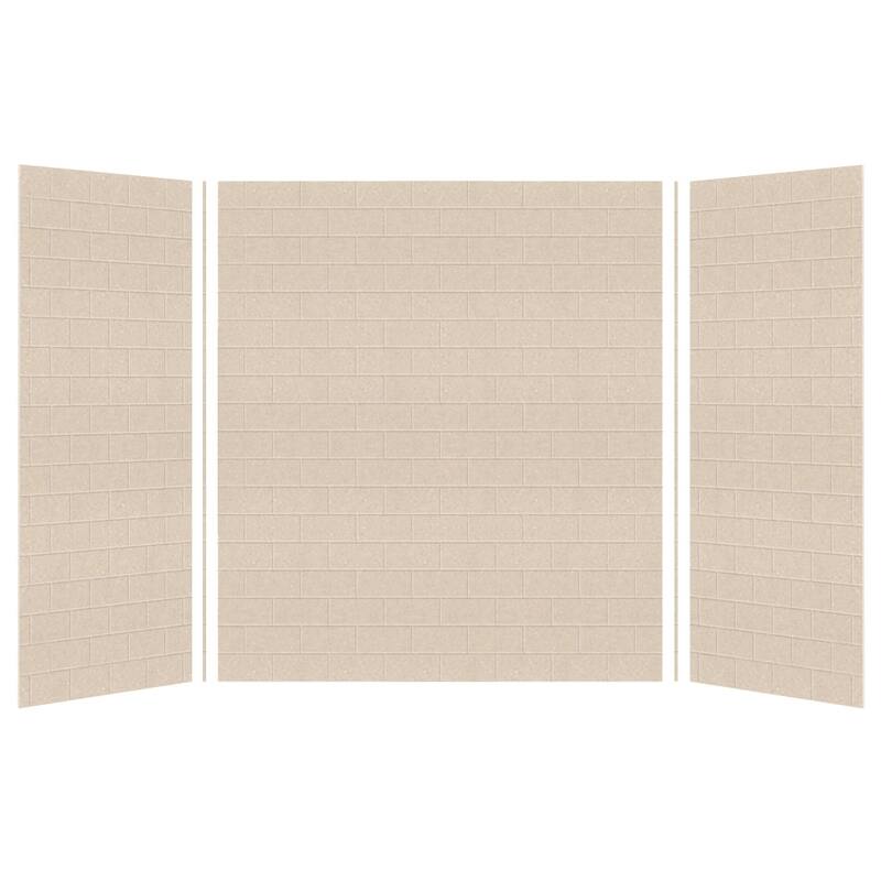 Transolid SWK603672 SaraMar 60" W x 36" D x 72" H Three Panel Shower - Cashew Subway Tile