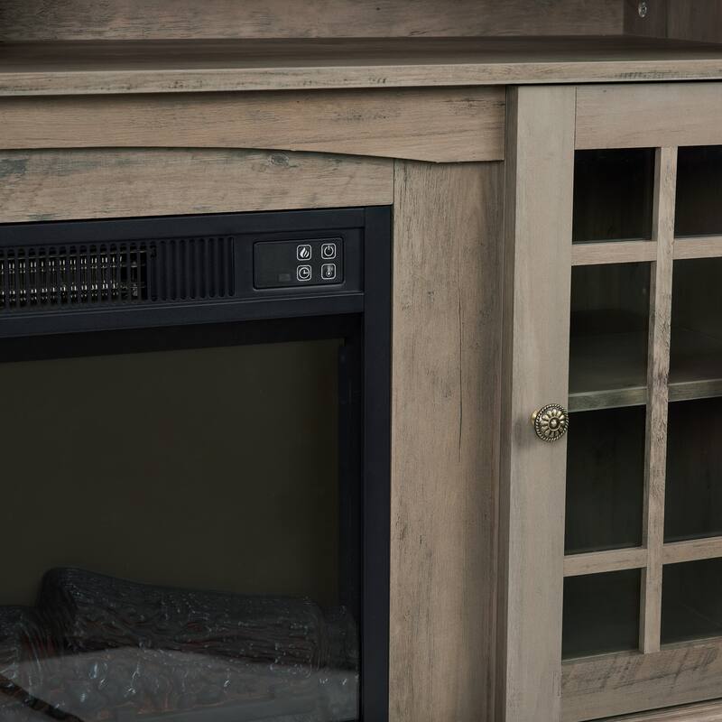 ​​Classic American Fireplace TV Stand with 2 Drawers and 2 Storage Cabinets for Living Rooms and Bedrooms​