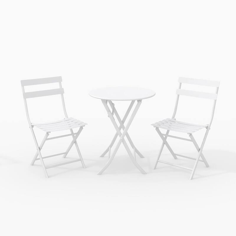 3 Pieces Patio Foldable Round Table and 2 Chairs