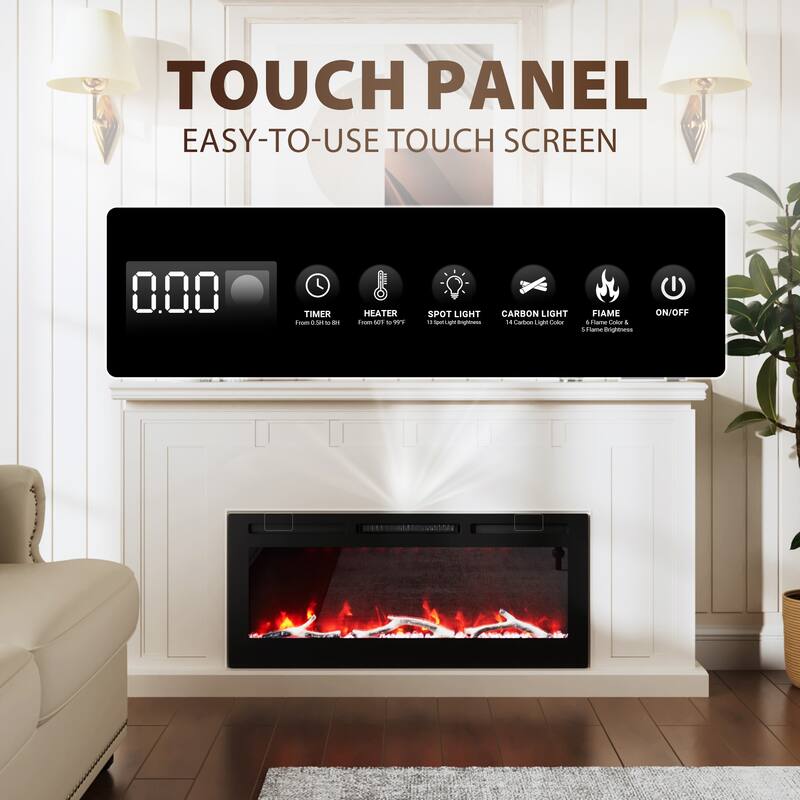 Clihome 30-72Inch Recessed Wall-mounted w/ RC (1500W) Electric Fireplace