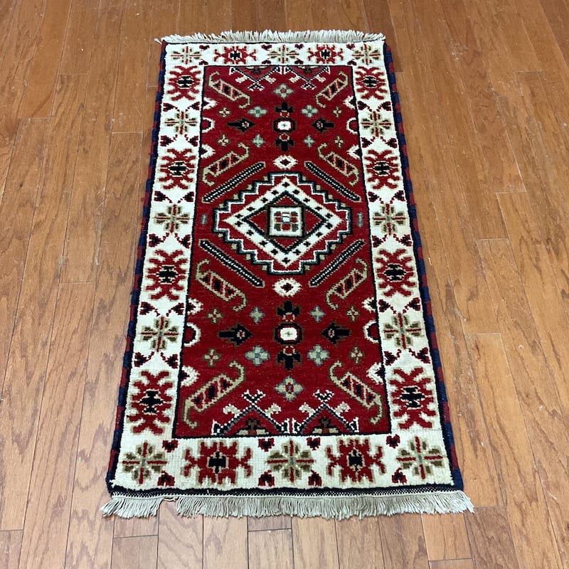 HERAT ORIENTAL Handmade Kazak Wool Rug - 2'1" x 4'2"