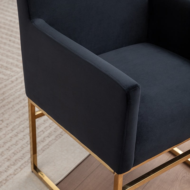 SEYNAR Modern Velvet Accent Arm Dining Chair Set of 2 with Metal Legs