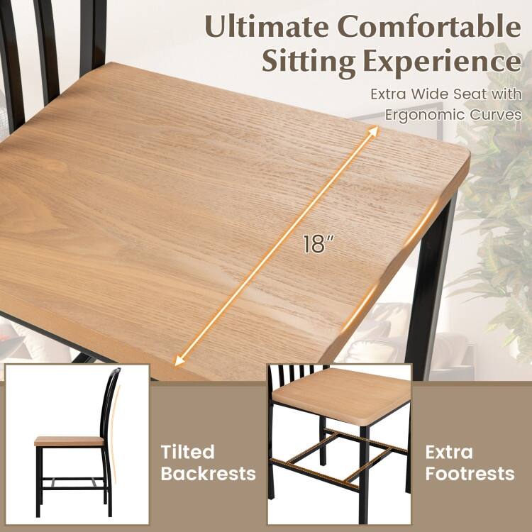 Armless Spindle Back Dining Chair Set of 2 with Ergonomic Seat-Black - 22" x 18" x 37"