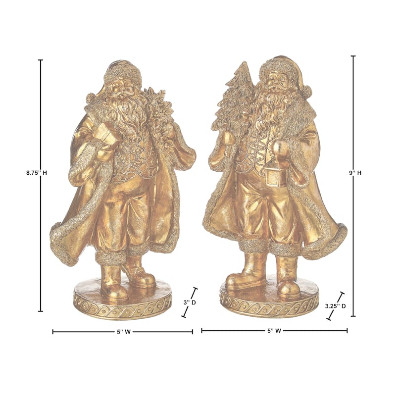 9" Resin Santa Set of 2