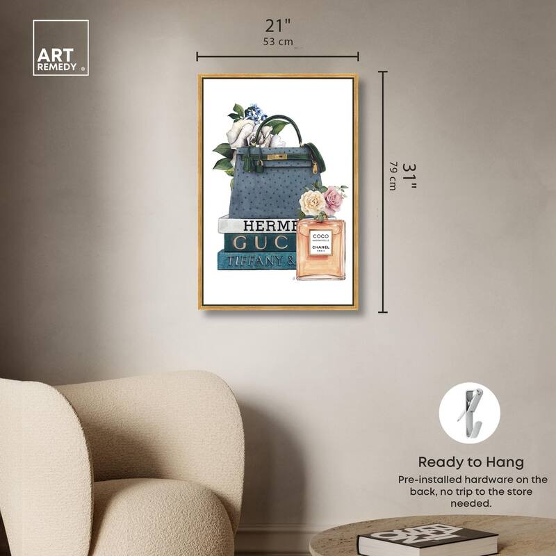 Books and Coco Orange Canvas by Art Remedy
