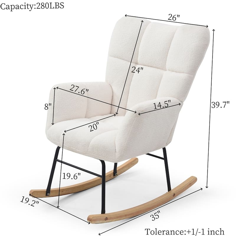 Rocking Chair Teddy Upholstered Glider Rocker