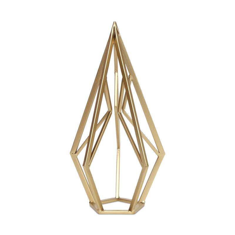 HomeRoots 14" Gold Metal Open Geometric Tabletop Sculpture - 7.00 in. x 13.75 in. x 6.75 in.