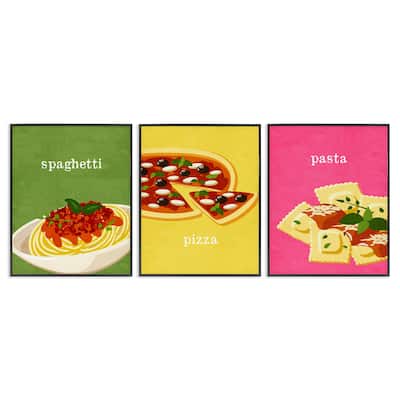 Stupell Italian Cuisine Meals Framed Giclee Art Design By Kim Allen (Set of 3)