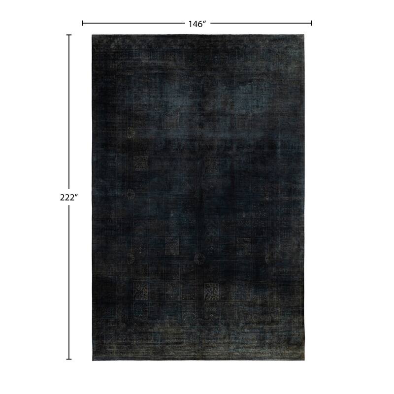 Overdyed One-of-a-Kind Hand-Knotted Area Rug - Black - 12' 2" x 18' 6"