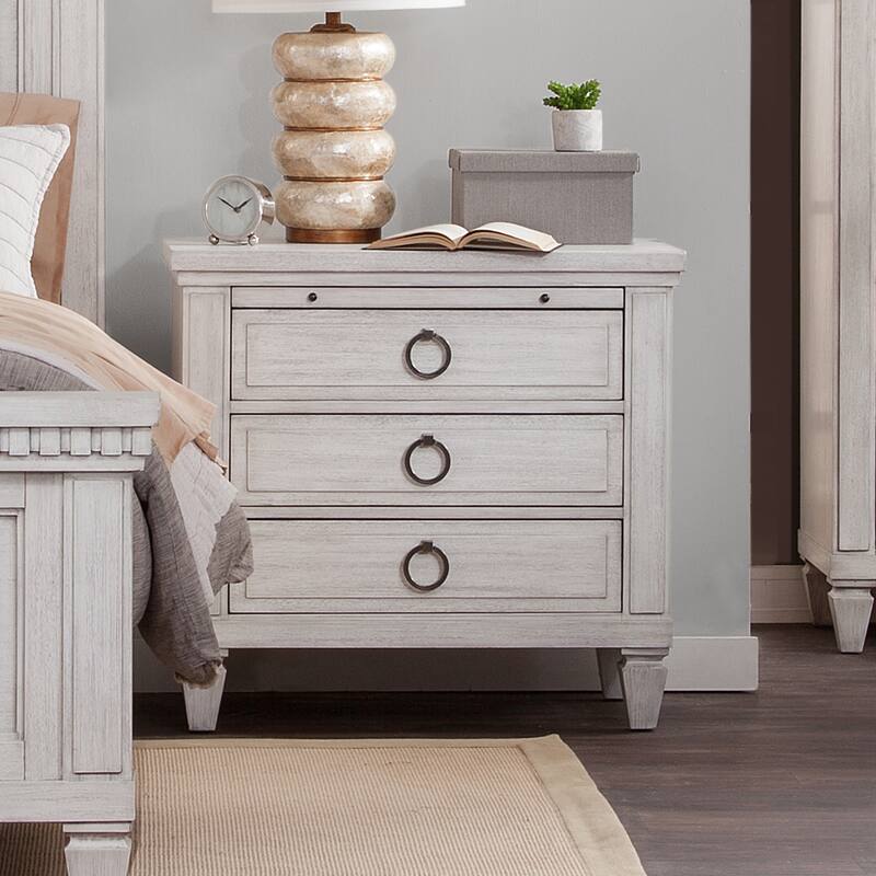 Sonata 3-drawer Oyster White Nightstand