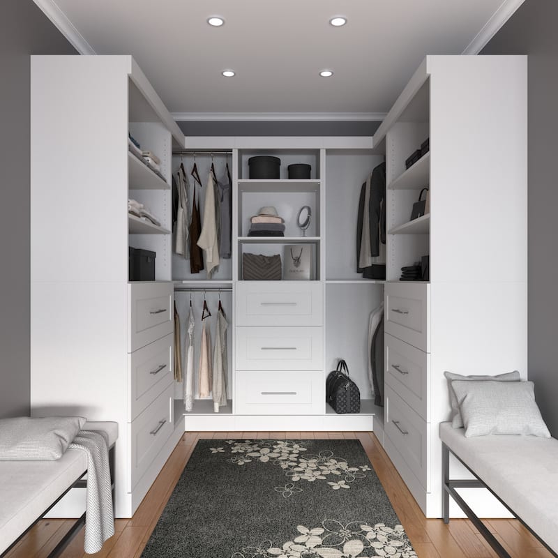 Pur by Bestar Optimum Corner Walk-In Closet Organizer Set - White