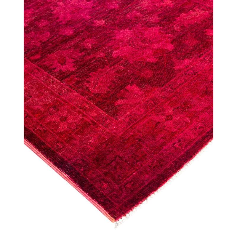 Overton Hand Knotted Wool Vintage Inspired Modern Contemporary Overdyed Pink Runner Rug - 2' 8" x 22' 1"