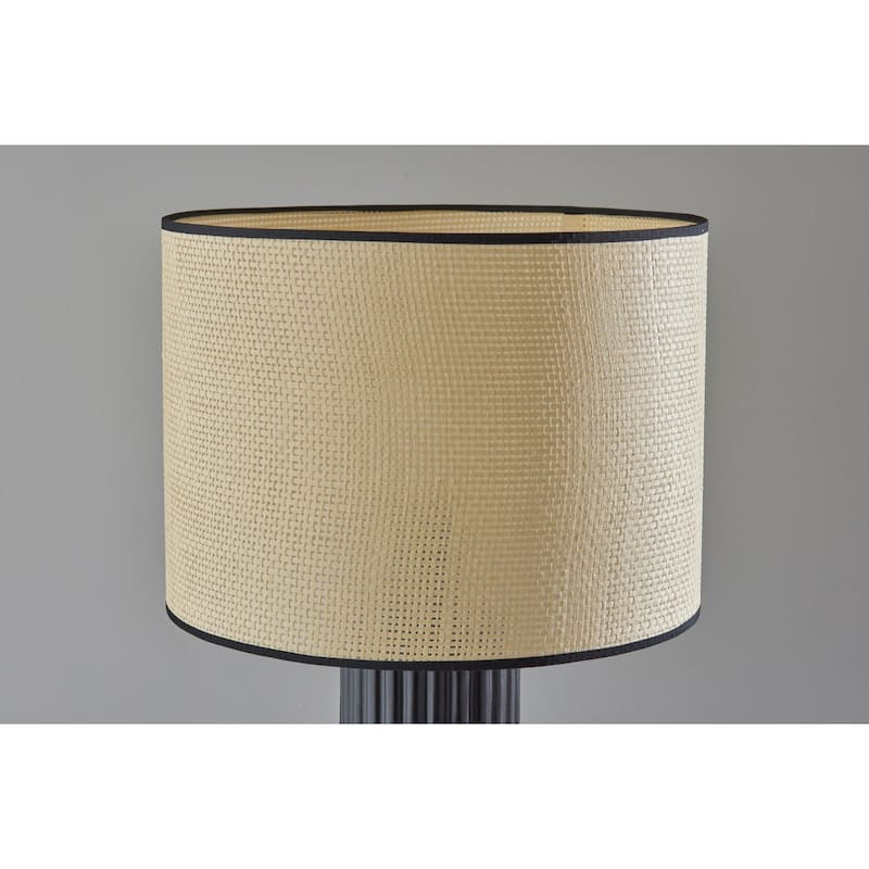 Ceramic Table Lamp with Beige Fabric Drum Shade Rotary Switch