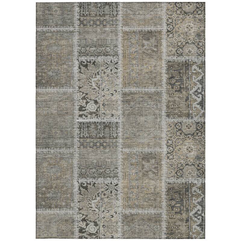 HomeRoots Patchwork Transitional Rectangle Outdoor Rug