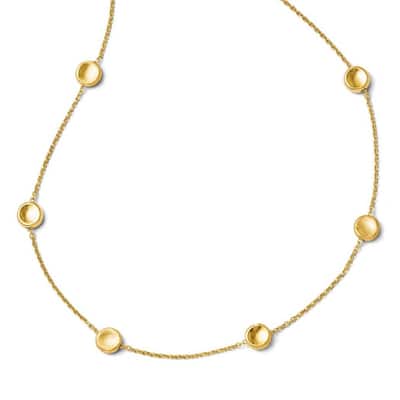 Curata 14k Yellow Gold Polished and Satin Beaded Necklace, 18"