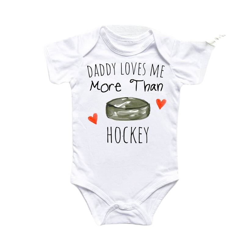 Hockey Love - Baby Boy Girl Clothes Infant Bodysuit Funny Cute Newborn - Blue - 0-3M