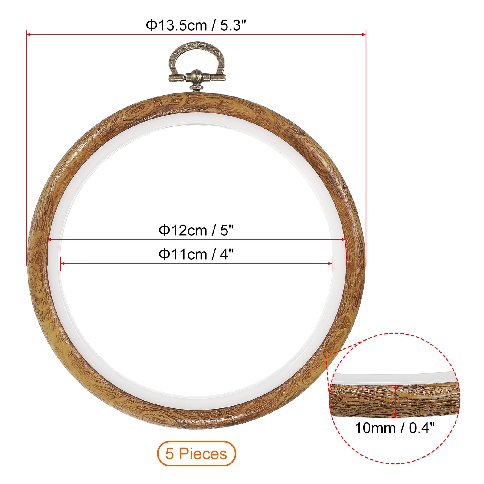 Embroidery Hoop, 4 Pack Oval Embroidery Hoop, Imitated Wood