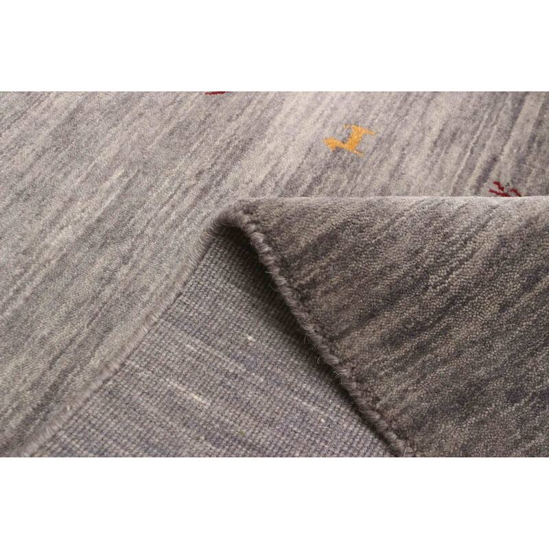 ECARPETGALLERY Hand Loomed Kashkuli Gabbeh Grey Wool Rug - 2'6 x 7'6