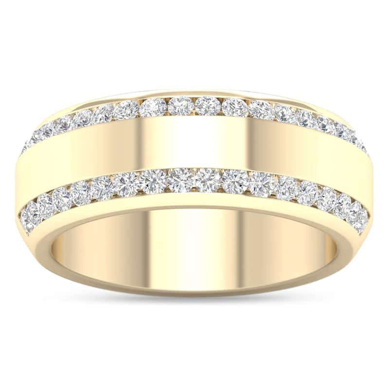 IGI Certified 7/8ct TDW Diamond Wedding Band in 14k Yellow Gold for Men