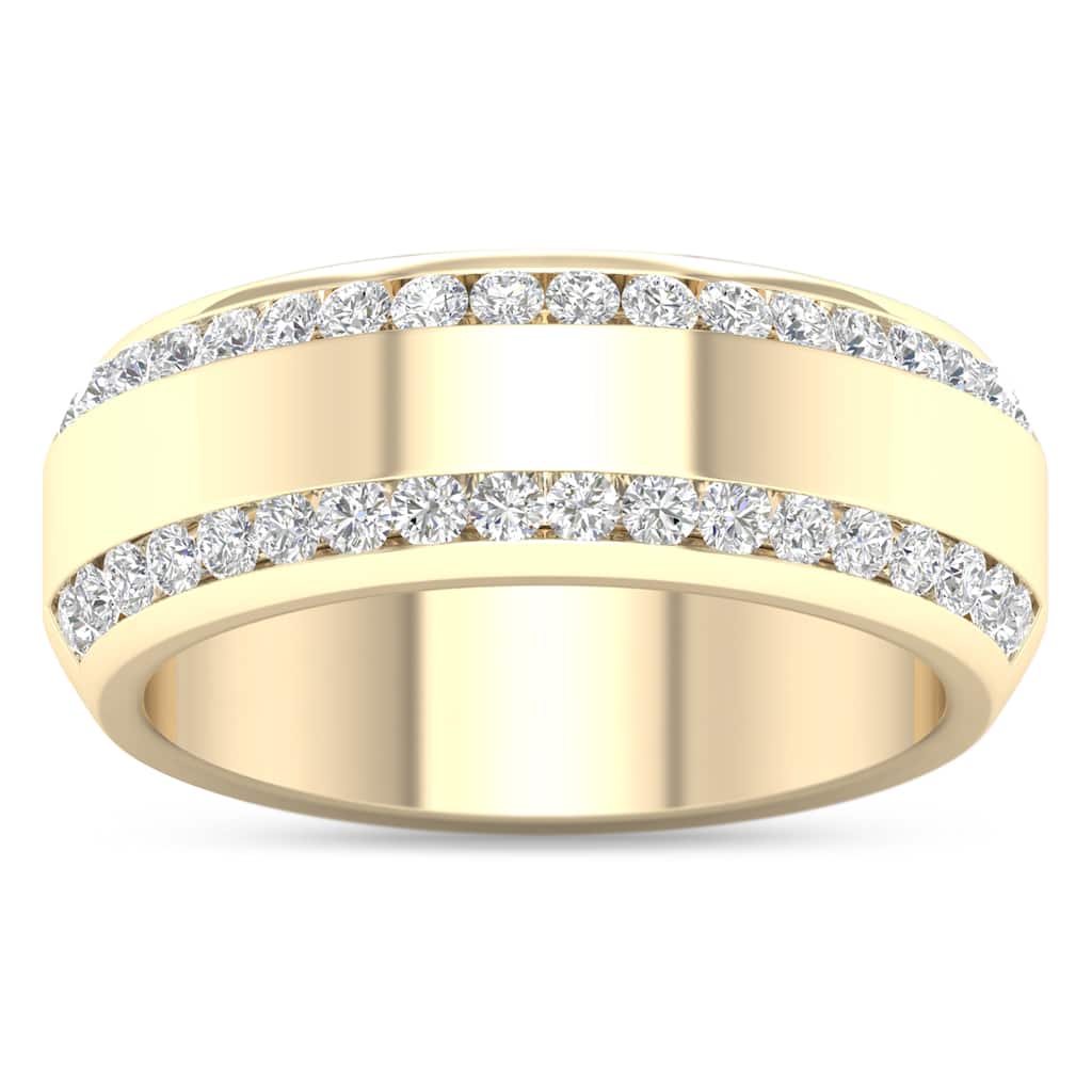 IGI Certified 7/8ct TDW Diamond Wedding Band in 14k Yellow Gold for Men