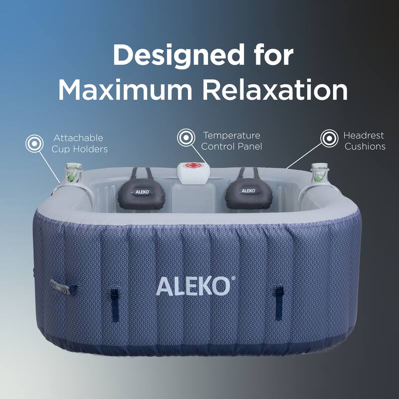 ALEKO Blue Square Inflatable 4 prs Hot Tub with Energy-saving Cover & Jets Lucca Collection