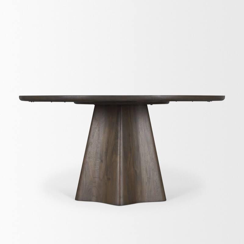 Jovani Solid Brown Mango Wood Round Dining Table