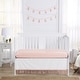 preview thumbnail 3 of 1, Boho Bohemian Girl Crib Bed Skirt - Blush Pink White Farmhouse Shabby Chic Designer Modern Minimalist Tassel Fringe Cotton