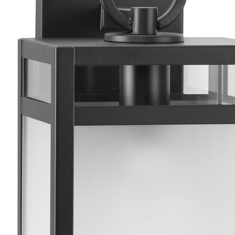 Parrish Collection One-Light Matte Black Clear and Etched Glass Modern Craftsman Outdoor Medium Wall Lantern